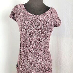 PLUM Girl's Dress Cable Knit Burgundy White Blend Size 14 / 16 Large Pockets